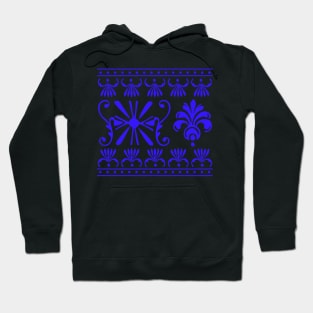 Retro Blue And Burnt Orange Indian Moroccan Oriental Aesthetic Pattern Hoodie